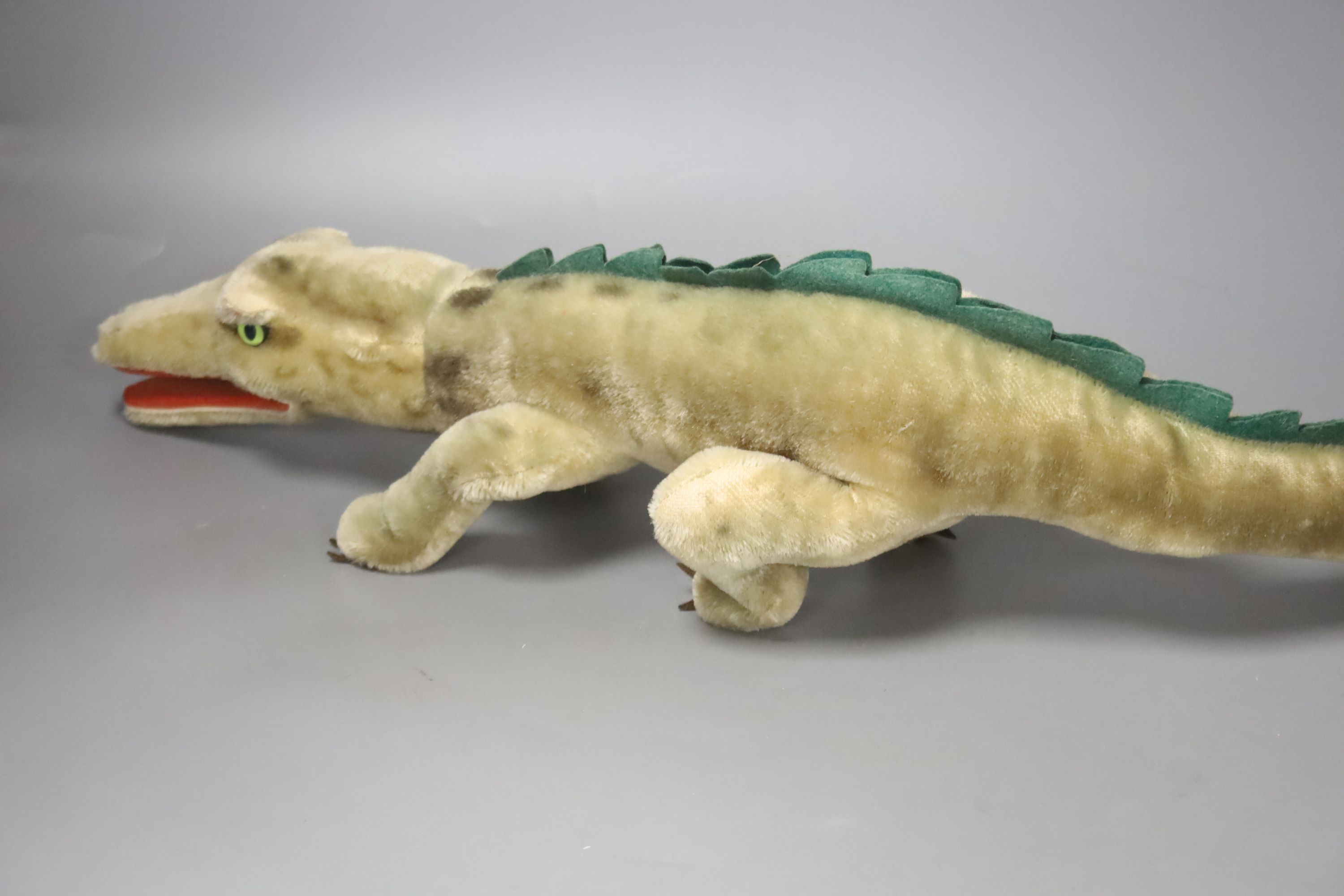 A large 1950’s Steiff crocodile, 71cm.